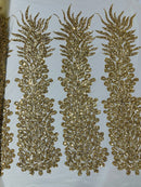 Vegas Peacock Feathers - Sequins Design 3D Beaded Embroidery On a Mesh Lace Fabric Sequins Prom Dress (Choose The Panels)