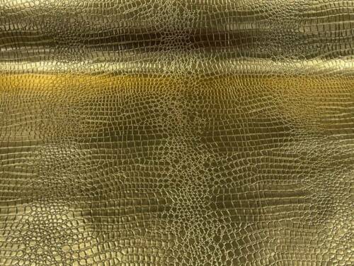 Faux Alligator Print Vinyl Fabric - Gold -  Faux Animal Print Sold by The Yard