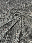 58/60" Velvet Sequins Stretch Fabric - Gray - Velvet Sequins 2 Way Stretch Sold By Yard