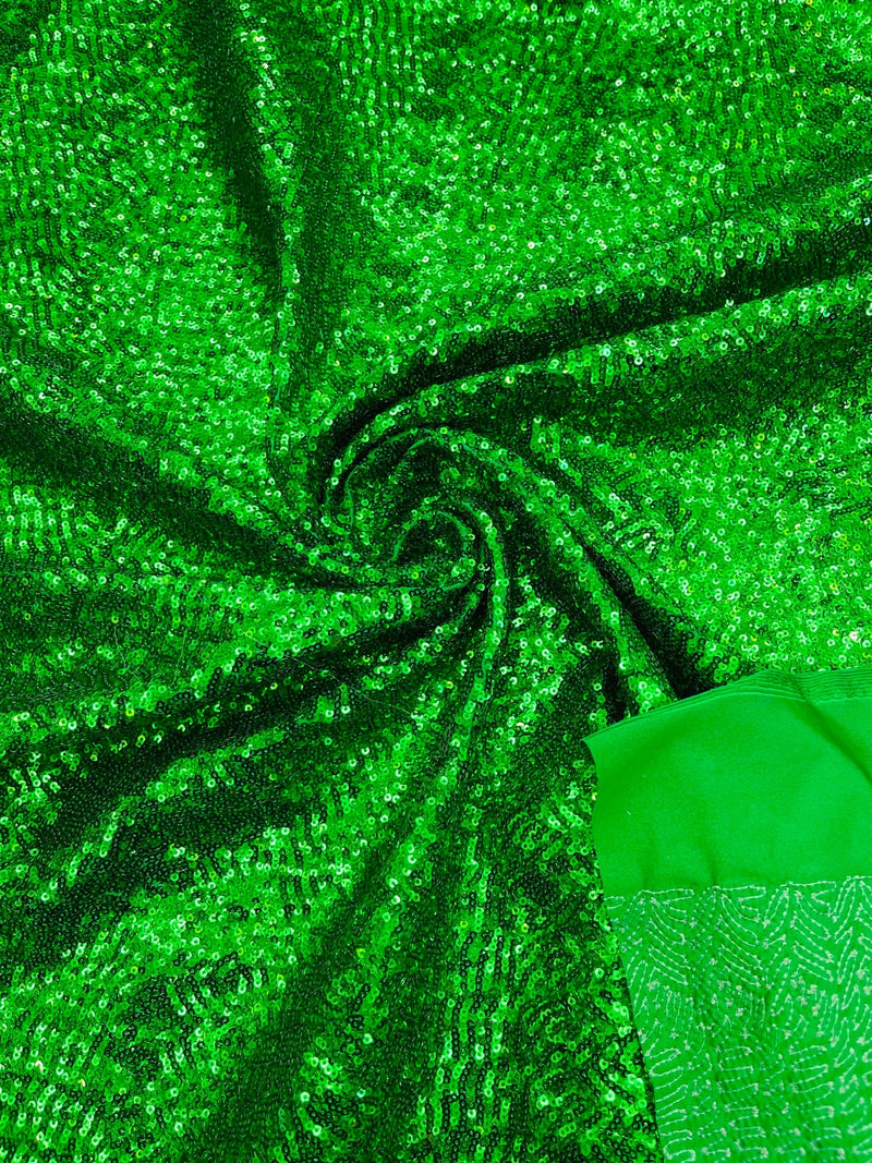 Milliskin Mini Glitz Sequins - Green - 4 Way Stretch Milliskin Stretch Spandex Fabric Sold By Yard