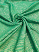 Mille Stripe Spandex Sequins - Green - 4 Way Stretch Lace Spandex Mesh Sold By Yard