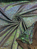 Mille Stripe Spandex Sequins - Green Iridescent - 4 Way Stretch Lace Spandex Mesh Sold By Yard
