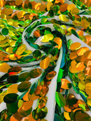 Jumbo Oval Sequins Fabric - Green Iridescent -  Iridescent Oval Shape Teardrop Sequins Fabric By Yard