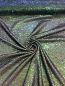 Mille Stripe Spandex Sequins - Green Iridescent - 4 Way Stretch Lace Spandex Mesh Sold By Yard