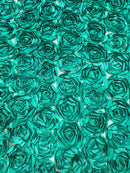 Rosette Fabric with 3D Roses on High Quality Mesh Fabric ( Choose The Color )