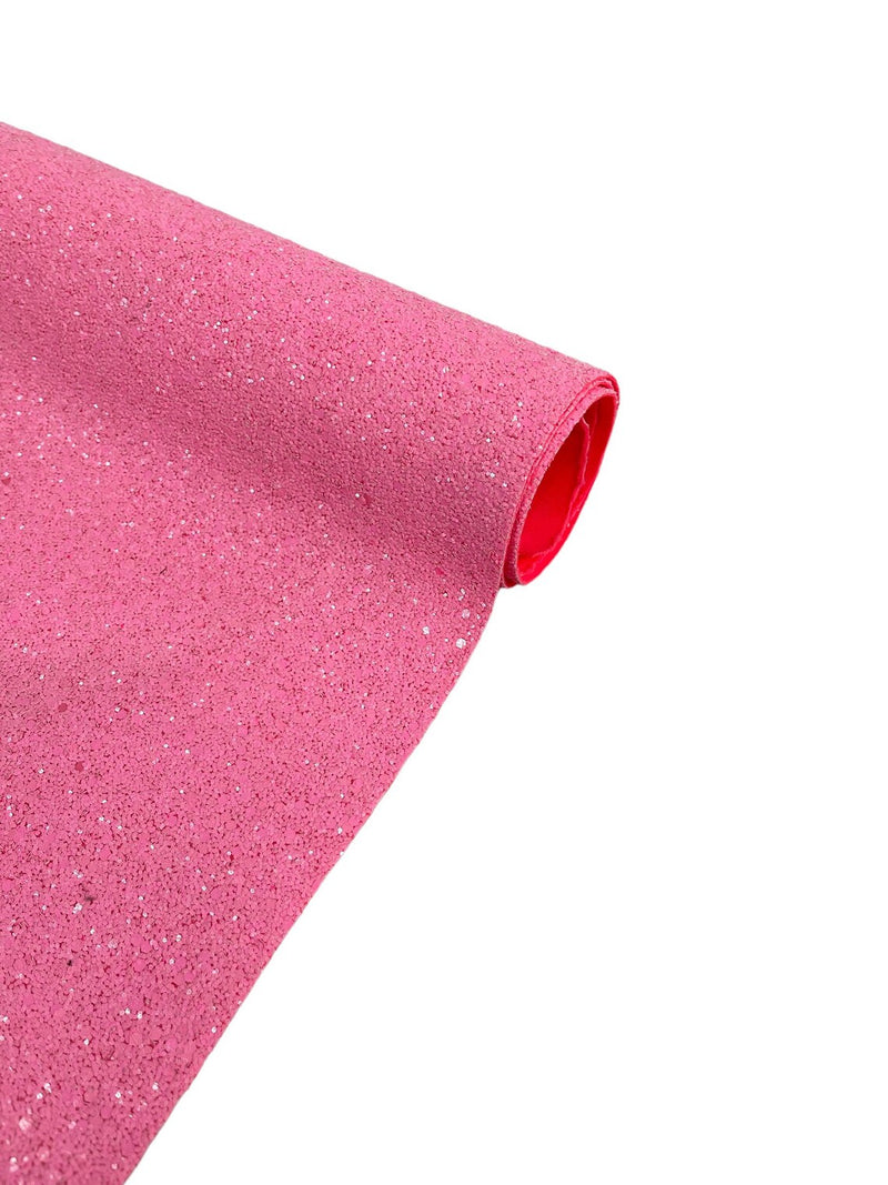 Chunky Glitter Vinyl Fabric - Hot Pink - 54" Sparkle Crafting Glitter Vinyl Fabric By Yard