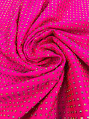 Rhinestones Solid Color Fabric - Hot Pink - 4 Way Stretch Soft Solid Fabric with Crystal RhineStones Sold by Yard