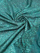 Mille Stripe Spandex Sequins - Hunter Green - 4 Way Stretch Lace Spandex Mesh Sold By Yard