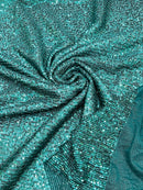 Mille Stripe Spandex Sequins - Hunter Green - 4 Way Stretch Lace Spandex Mesh Sold By Yard
