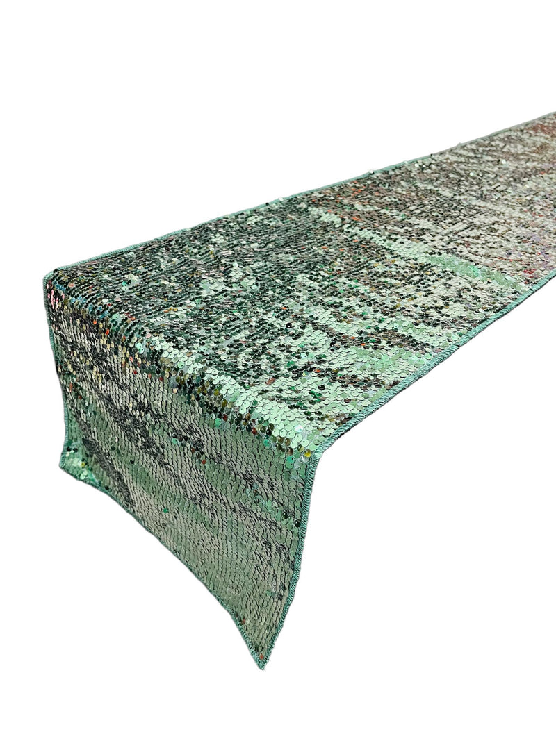 Taffeta Sequins Table Runner - Hunter Green - 12" x 90" Sequins on Taffeta Event Decor Table Runner