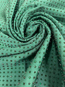 Rhinestones Solid Color Fabric - Hunter Green - 4 Way Stretch Soft Solid Fabric with Crystal RhineStones Sold by Yard