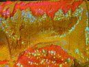 Iridescent Sequin on Stretch Velvet With Reversible Sequins Shining 2-way Stretch (Pick a Size)