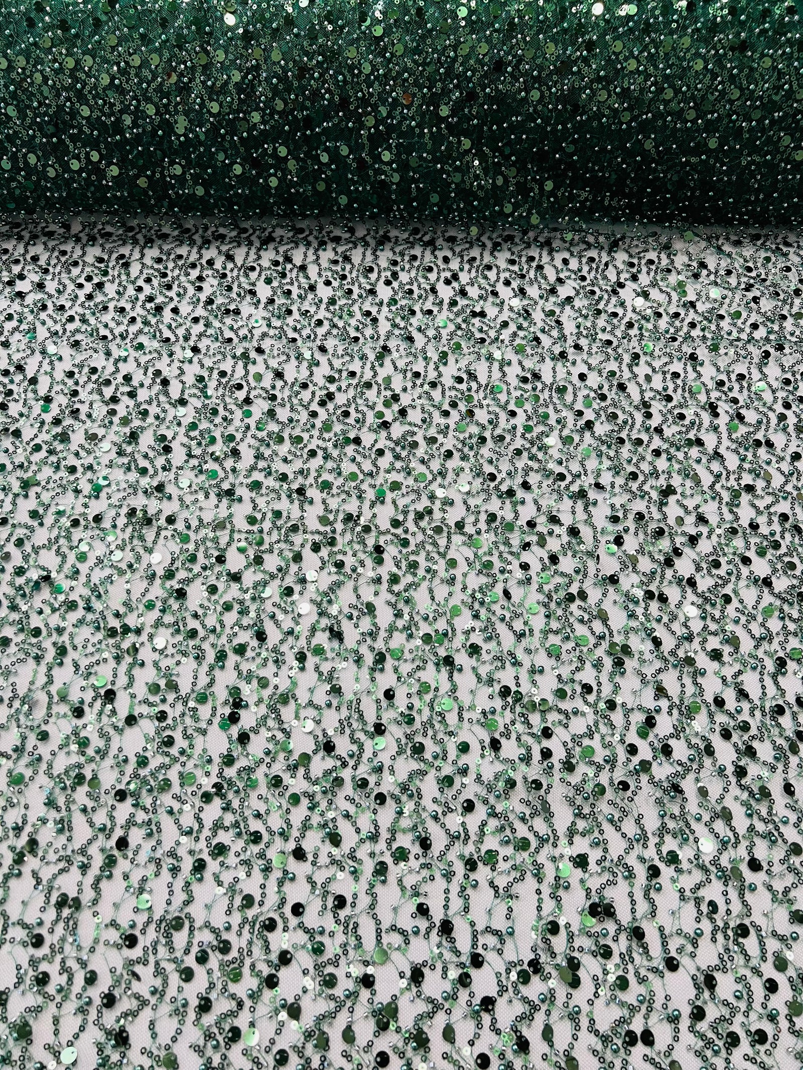 Precious Bridal Beaded Sequins On Mesh Fabric By The Yard Used For -Dress-Bridal-Fashion-Decor [Burgundy] main image 1