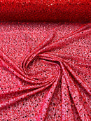 Beaded Sequins Mesh Fabric - Red - Embroidered Beaded Wedding Bridal Fabric with Sequins By The Yard