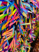 Sword Shaped Sequins - Rainbow - Hanging Iridescent Sequins On Mesh Fabric By Yard