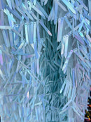 Sword Shaped Sequins - Baby Blue - Hanging Iridescent Sequins On Mesh Fabric By Yard