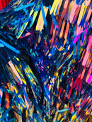 Sword Shaped Sequins - Multi-Color - Hanging Iridescent Sequins On Mesh Fabric By Yard