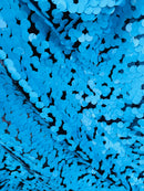 Circle Jumbo Paillette Sequins - Turquoise on Black - Big Circle Hanging Sequins Design Fabric By Yard