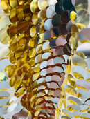 Circle Jumbo Paillette Sequins - Gold / Silver - Big Circle Hanging Sequins Design Fabric By Yard