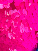Circle Jumbo Paillette Sequins - Hot Pink - Big Circle Hanging Sequins Design Fabric By Yard