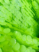 Circle Jumbo Paillette Sequins - Lime - Big Circle Hanging Sequins Design Fabric By Yard