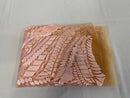 Leaf Pattern Fancy Fabric - Blush Pink - Embroidered Pattern on Lace Mesh Sold By Yard