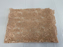 Fancy Border Flower Cluster Fabric - Peach - Embroidered Floral Pattern on Lace Mesh By Yard