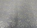 Fancy Border Flower Cluster Fabric - Off-White - Embroidered Floral Pattern on Lace Mesh By Yard