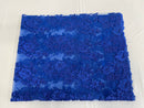 Fancy Border Flower Cluster Fabric - Royal Blue - Embroidered Floral Pattern on Lace Mesh By Yard