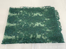 Fancy Border Flower Cluster Fabric - Hunter Green - Embroidered Floral Pattern on Lace Mesh By Yard