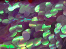 Jumbo Oval Sequins - Lilac/Aqua Iridescent - Large Oval Sequins Paillette on Mesh By Yard