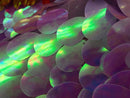 Jumbo Oval Sequins - Lilac/Aqua Iridescent - Large Oval Sequins Paillette on Mesh By Yard