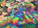 Jumbo Oval Sequins - Silver Iridescent  - Large Oval Sequins Paillette on Mesh By Yard