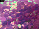Jumbo Oval Sequins - Lavender - Large Oval Sequins Paillette on Mesh By Yard