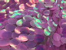 Jumbo Oval Sequins - Lavender - Large Oval Sequins Paillette on Mesh By Yard