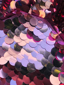 Circle Jumbo Paillette Sequins - Dusty Rose - Big Circle Hanging Sequins Design Fabric By Yard