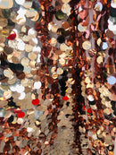 Circle Jumbo Paillette Sequins - Rose Gold - Big Circle Hanging Sequins Design Fabric By Yard