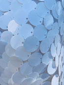 Jumbo Paillette Sequins - Matte White - Big Circle Hanging Sequins Design Fabric By Yard