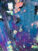 Circle Jumbo Paillette Sequins - Unicorn Iridescent - Big Circle Hanging Sequins Design Fabric By Yard
