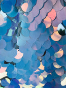 Circle Jumbo Paillette Sequins - Unicorn Iridescent - Big Circle Hanging Sequins Design Fabric By Yard