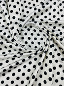 Polka Dot Satin Fabric - Black on White -  3/4" Inch Soft Silky Satin Polka Dot Fabric Sold By Yard