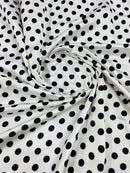 Polka Dot Satin Fabric - Black on White -  3/4" Inch Soft Silky Satin Polka Dot Fabric Sold By Yard