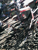 Sword Shaped Sequins - Black - Hanging Iridescent Sequins On Mesh Fabric By Yard