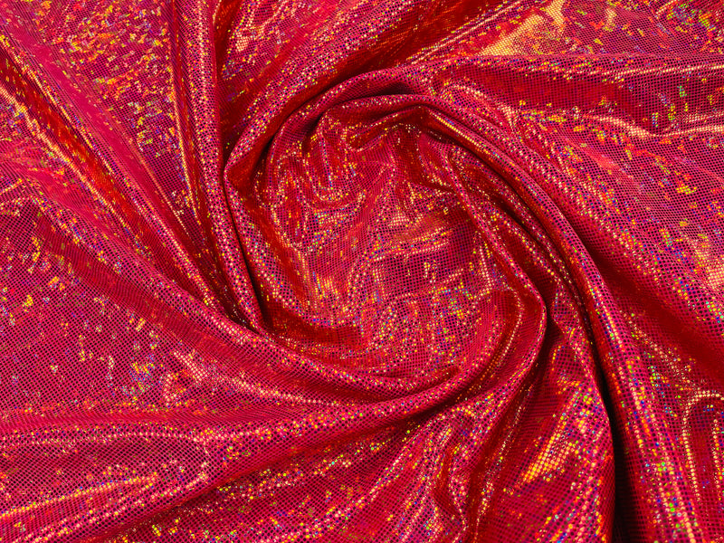 Polka Dot Spandex Foil Fabric - Red - Polka Dot Design on Stretch Fabric By Yard