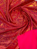 Polka Dot Spandex Foil Fabric - Red - Polka Dot Design on Stretch Fabric By Yard