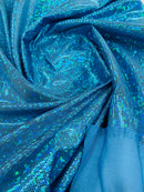 Polka Dot Spandex Foil Fabric - Turquoise - Polka Dot Design on Stretch Fabric By Yard