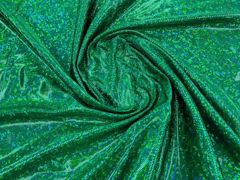 Polka Dot Spandex Foil Fabric - Green - Polka Dot Design on Stretch Fabric By Yard