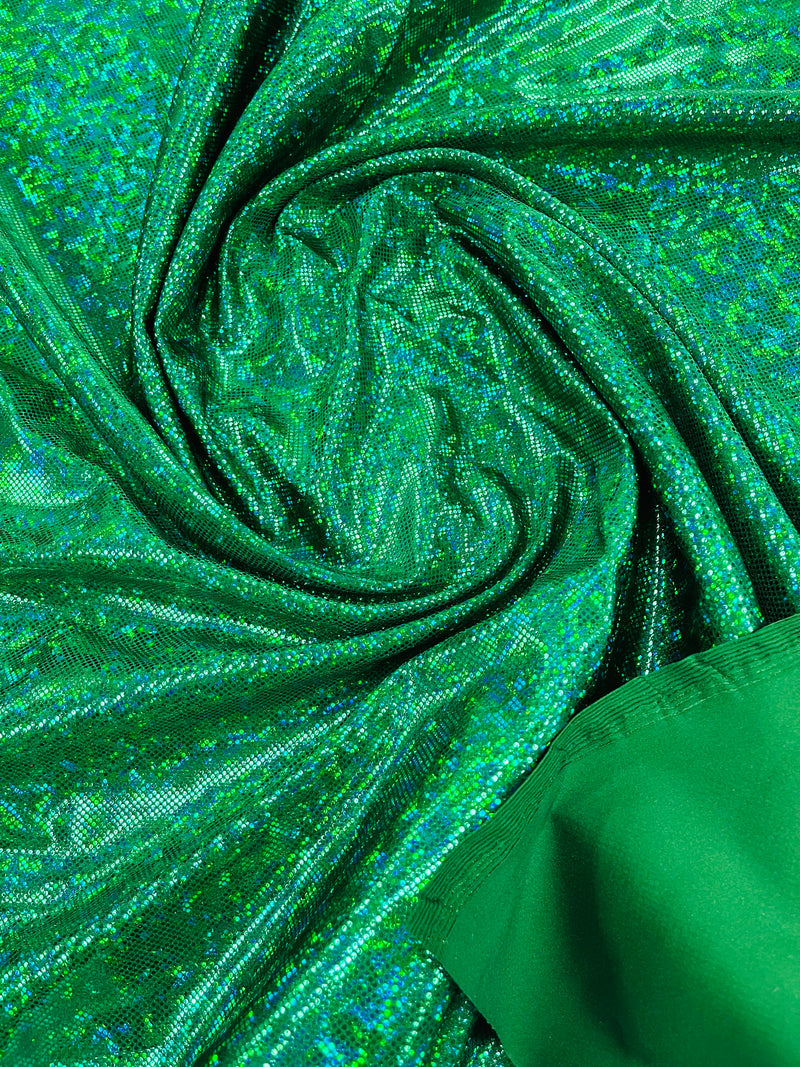 Polka Dot Spandex Foil Fabric - Green - Polka Dot Design on Stretch Fabric By Yard