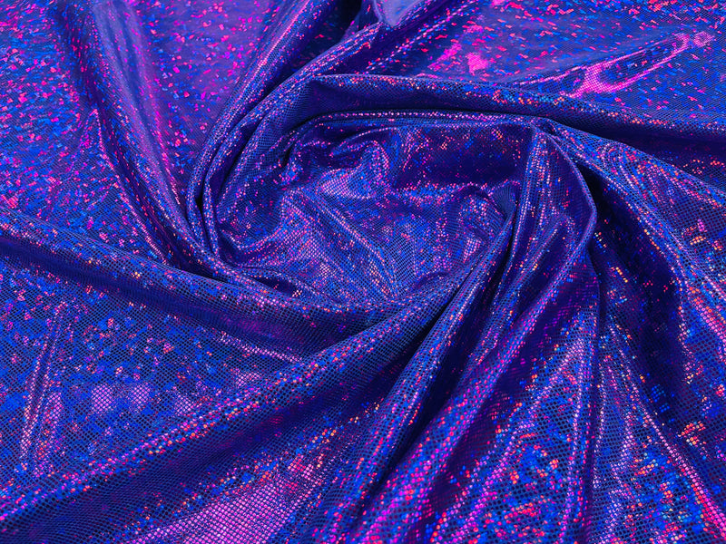 Polka Dot Spandex Foil Fabric - Purple - Polka Dot Design on Stretch Fabric By Yard