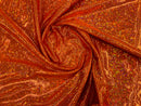 Polka Dot Spandex Foil Fabric - Orange - Polka Dot Design on Stretch Fabric By Yard
